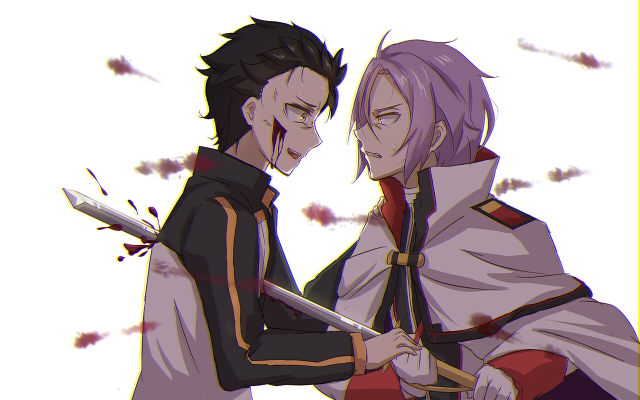 Anime characters swords facing close free wallpaper - medium preview image