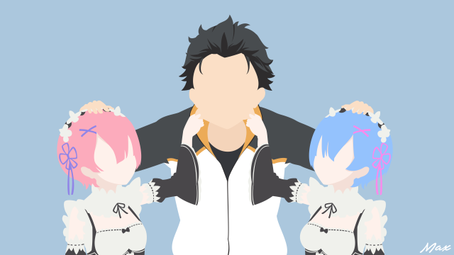 Minimalist vector characters hair ribbon free wallpaper - medium preview image
