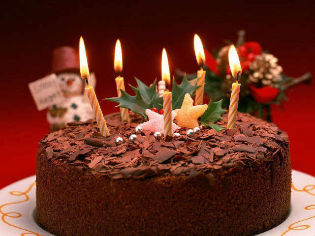Chocolate cake candles snowman red free wallpaper - medium preview image