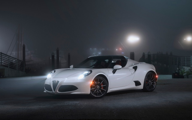 White sports car night parking #7 free wallpaper - medium preview image