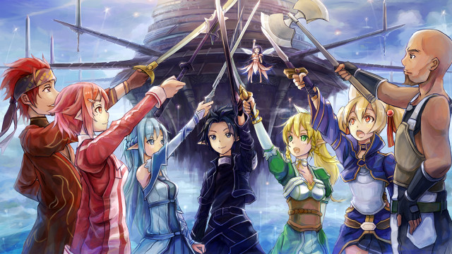 Group people swords building tower free wallpaper - medium preview image