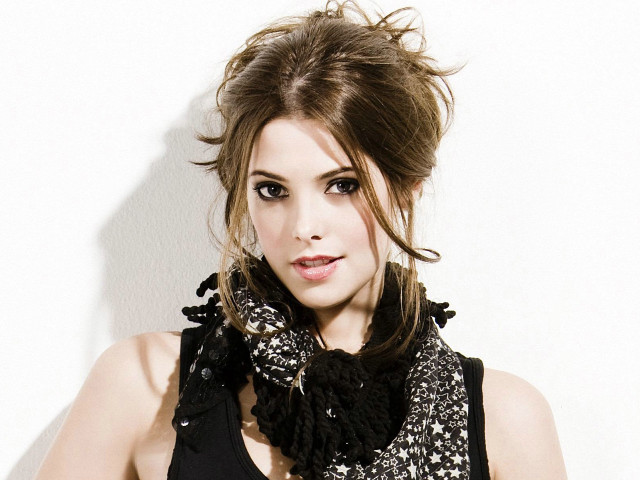 Woman black top scarf neck free wallpaper - medium preview image