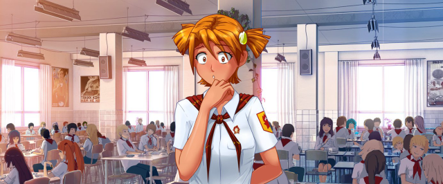 Cartoon girl classroom people background free wallpaper - medium preview image