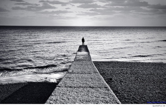Person pier ocean black and free wallpaper - medium preview image