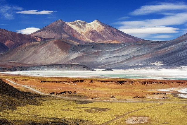 Mountain range road water beach free wallpaper - medium preview image