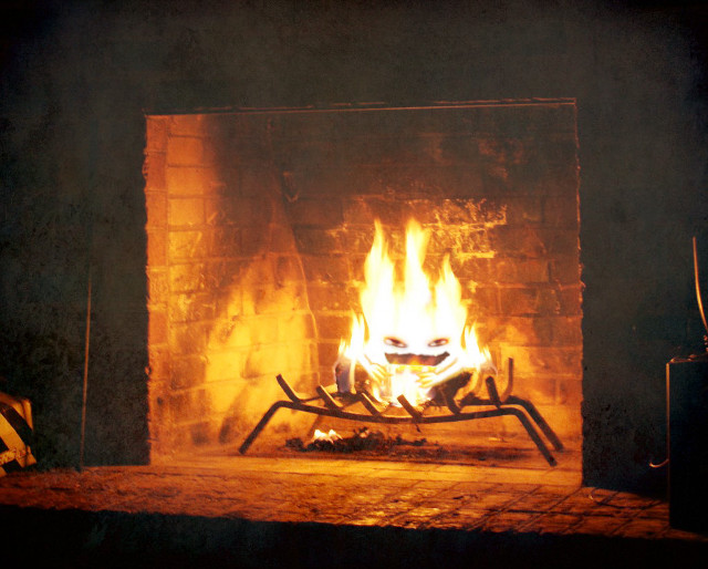 Fire burning fireplace extinguisher brick free wallpaper - medium preview image