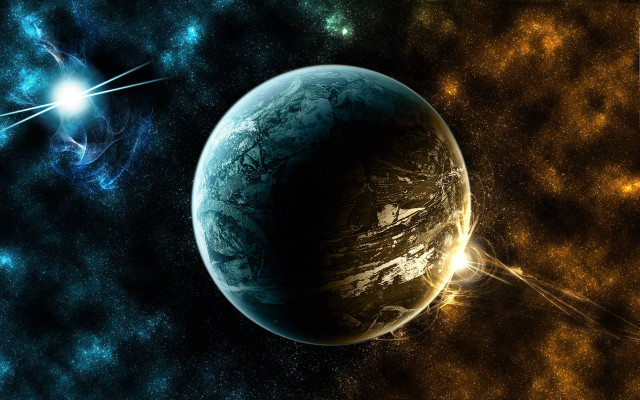 Planet star galaxy bright light free wallpaper for desktop - medium preview image