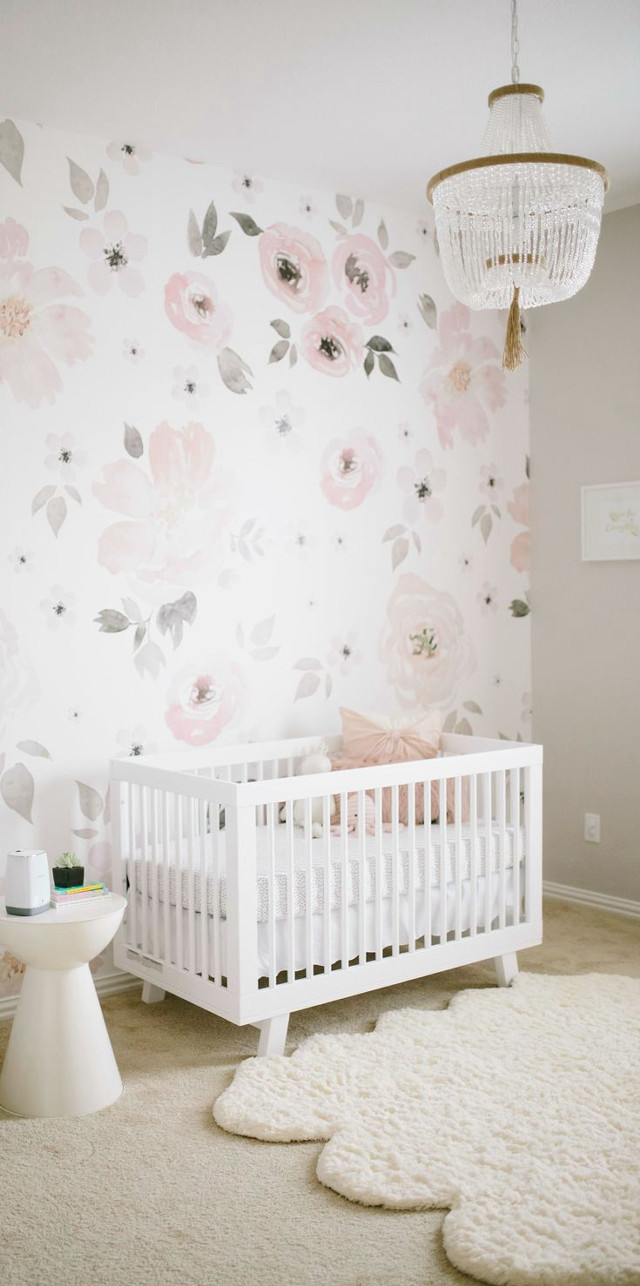 White crib nursery floral wallpaper free wallpaper - medium preview image