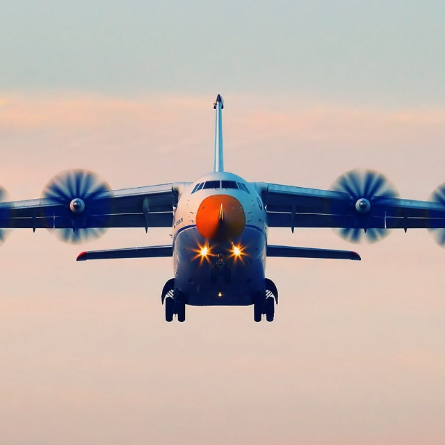 Large airplane cloudy sky lights free wallpaper - medium preview image