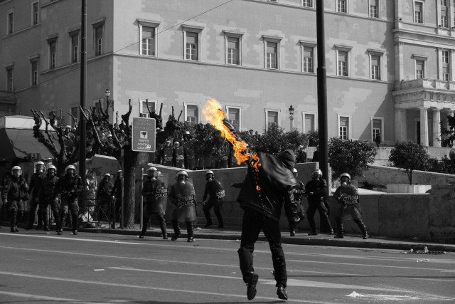 Man running street fire stick free wallpaper - medium preview image