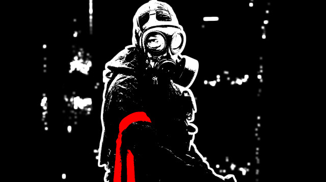 Gas mask red marker black free wallpaper - medium preview image
