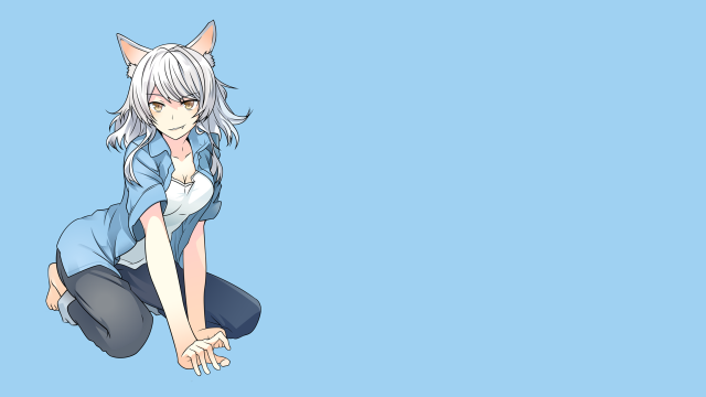 Anime white hair cat ears free wallpaper - medium preview image