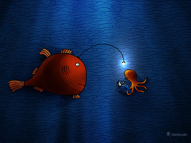 Fish squid light blue waves free wallpaper - medium preview image