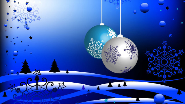 Blue christmas ornaments snowflakes night #2 free wallpaper - medium preview image