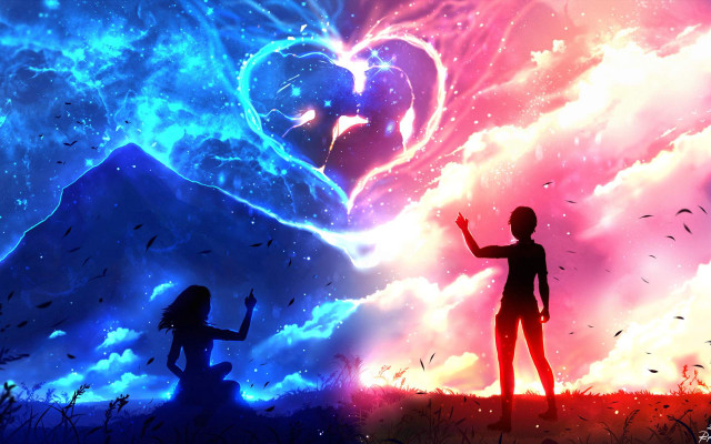Couple heart sky clouds stars free wallpaper - medium preview image