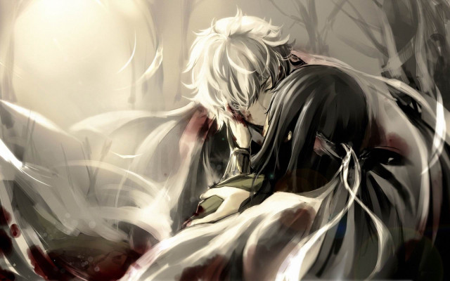Man white hair sword hand #2 free wallpaper for desktop - medium preview image