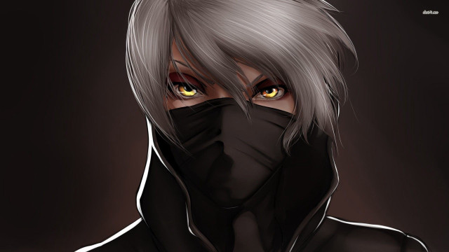 Masked person black hoodie yellow free wallpaper - medium preview image