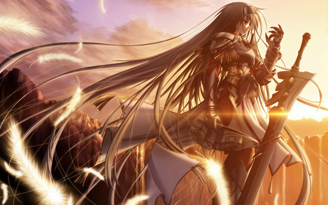 Woman long hair holding sword #3 free wallpaper - medium preview image