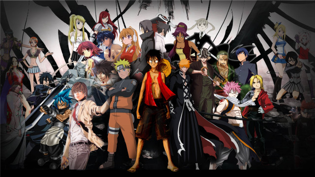 Anime characters group black background #8 free wallpaper - medium preview image