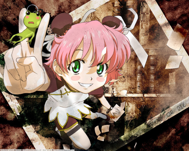 Pink hair girl frog peace free wallpaper - medium preview image