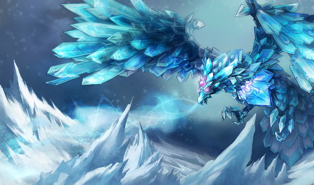 Blue dragon flying mountain ice free wallpaper - medium preview image