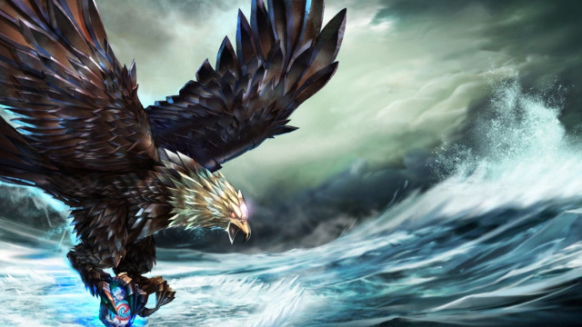 Large bird flying water sky free wallpaper - medium preview image