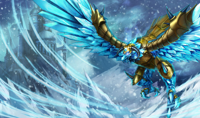 Blue gold bird flying snowy free wallpaper - medium preview image