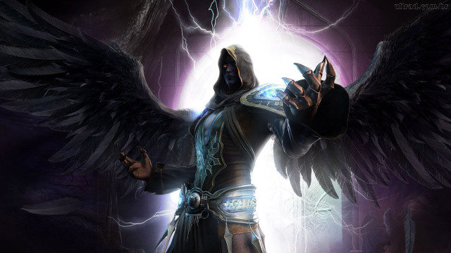 Man black angel wings sword free wallpaper - medium preview image
