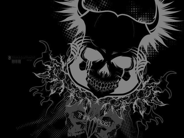 Skull hat horns black white free wallpaper - medium preview image
