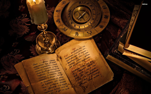 Gothic ocult book pen candle free wallpaper - medium preview image