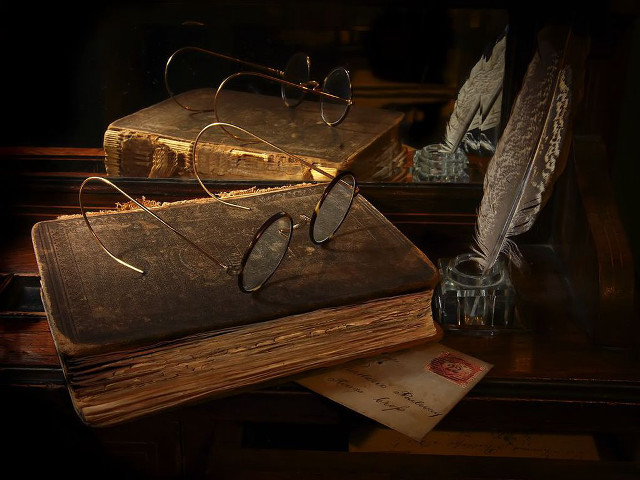 Book glasses pen water table free wallpaper - medium preview image