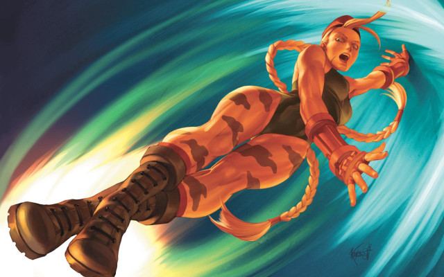 Surfing woman bikini ocean comic free wallpaper - medium preview image