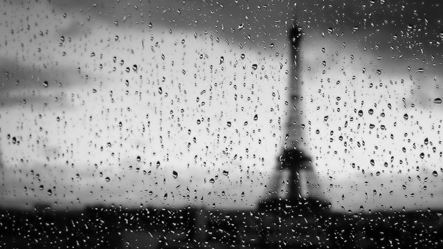 Eiffel tower rain window black free wallpaper - medium preview image