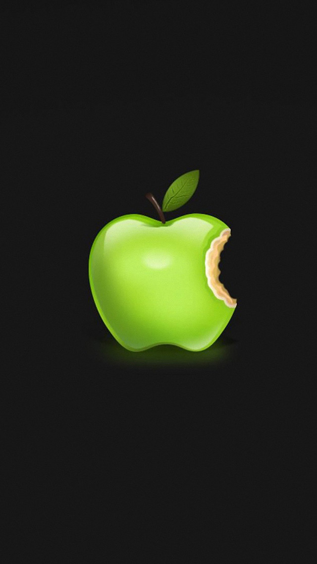 Green apple bite leaf top free wallpaper - medium preview image
