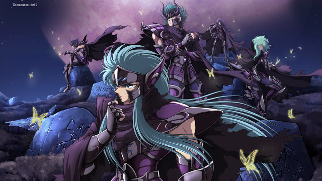 Moonlit anime group bluehaired butterfly free wallpaper - medium preview image
