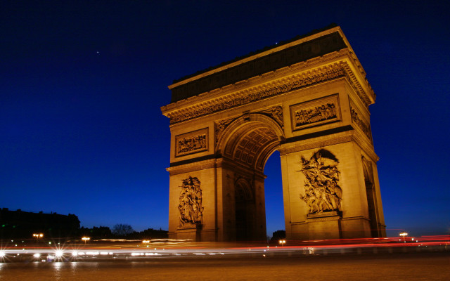 Tall ornate monument light trails free wallpaper - medium preview image