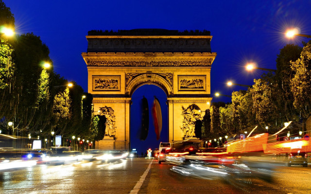 Tall arch clock night cars free wallpaper - medium preview image