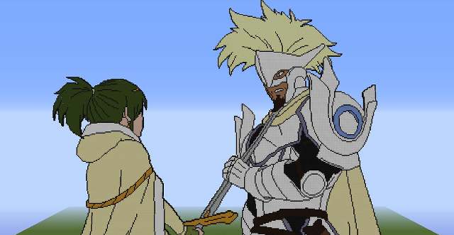 Cartoon two people swords armor free wallpaper - medium preview image