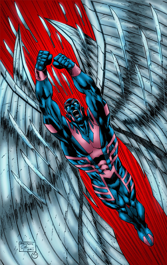 Man red black suit wings free wallpaper - medium preview image