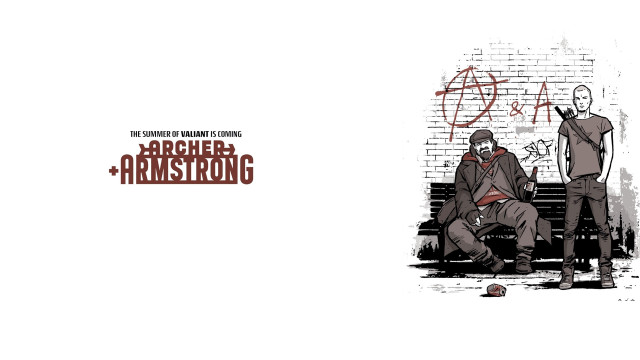Two men bench graffiti archer free wallpaper - medium preview image