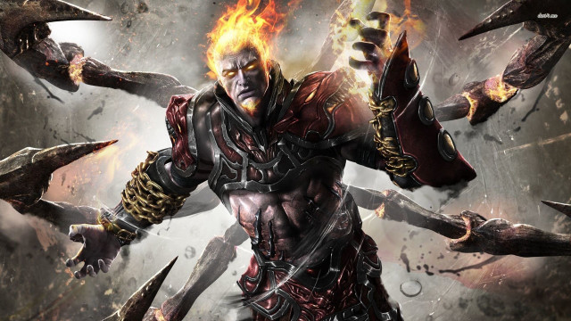 Man sword fire hands action free wallpaper - medium preview image