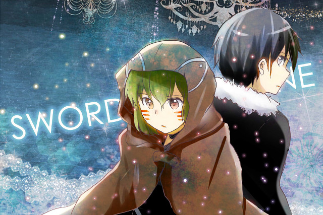 Anime characters snowflake background swordflake free wallpaper - medium preview image
