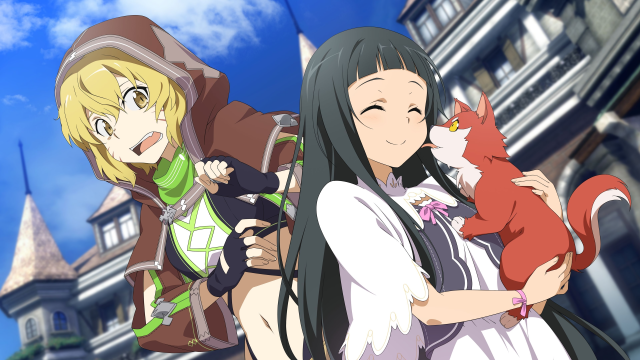 Anime characters cat fox castle free wallpaper - medium preview image