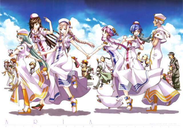 Anime girls dancing sky clouds free wallpaper - medium preview image