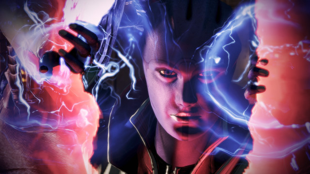 Man lightning effect face hands free wallpaper - medium preview image