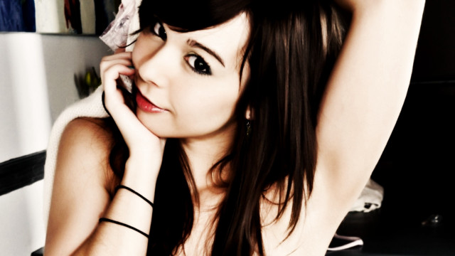 Woman longhair phone towel shoulder free wallpaper - medium preview image