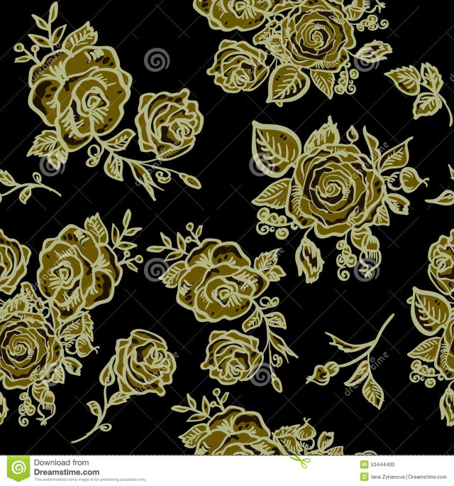 Black gold floral rococo bug free wallpaper - medium preview image