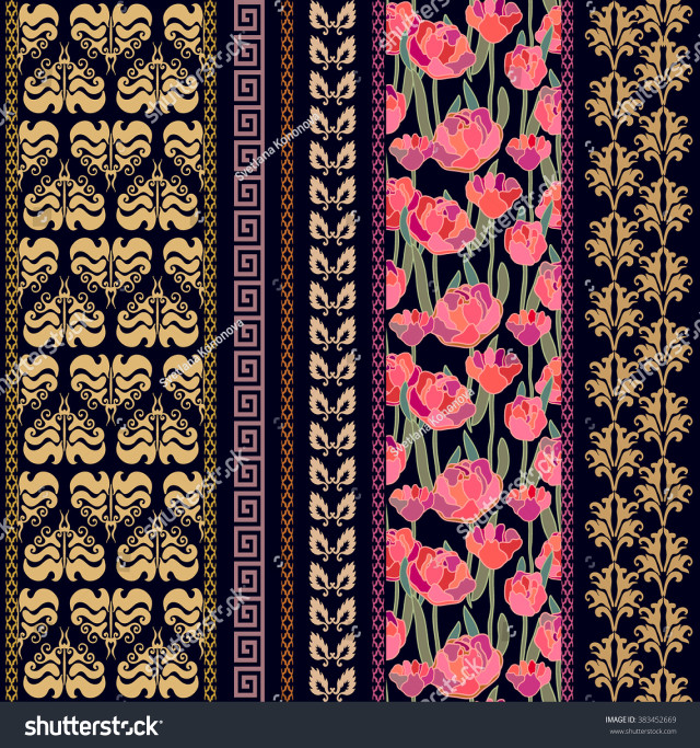 Floral pattern pink flowers black free wallpaper - medium preview image