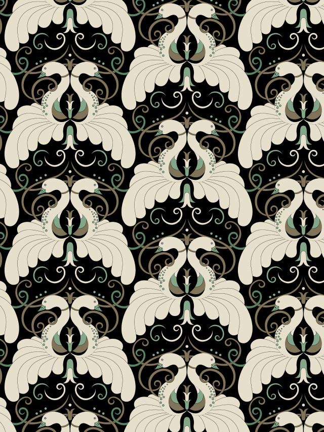 Black white floral pattern swirls #2 free wallpaper - medium preview image