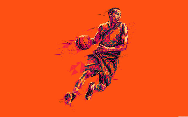 Basketball player jumping dunk red free wallpaper - medium preview image